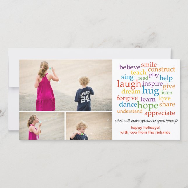 Cartão De Festividades Palavras x3 (Frente)