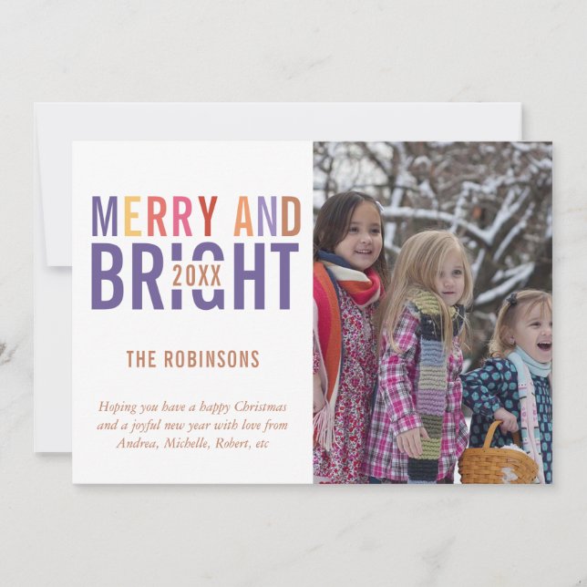 Cartão De Festividades Paleta Ultra Violeta Foto de Boas Festas de Natal (Frente)