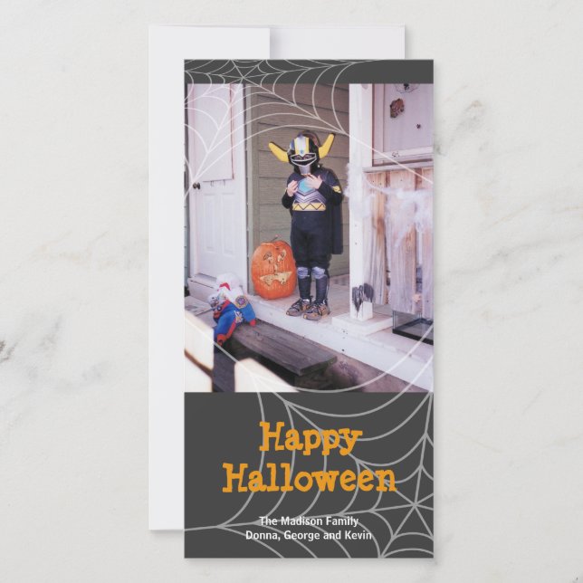 Cartão De Festividades Palha de aranha-palha laranja-preto Saudação do Di (Frente)