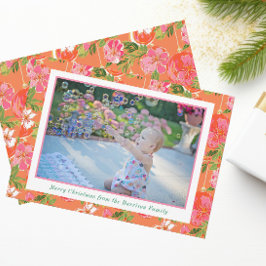 Cartão De Festividades Palm Beach Christmas Pink & Orange Ornaments Photo