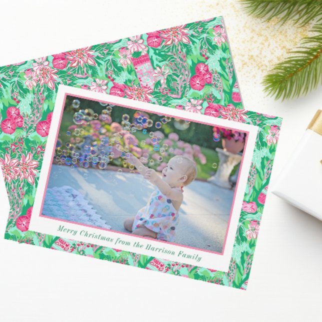 Cartão De Festividades Palm Beach Natal Pink & Green StockPhoto (Criador carregado)