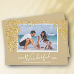 Cartão De Festividades Palm Fronds Christmas Photo Holiday Card<br><div class="desc">Glamorous faux gold glitter palm fronds highlight your favorite photo on these holiday Christmas photo cards. "It's A Wonderful Life", or any greeting you choose, and your names on the bottom in chic lettering. CHANGE the saying, change the fonts, font colors, even the background color! Add more photos or more...</div>