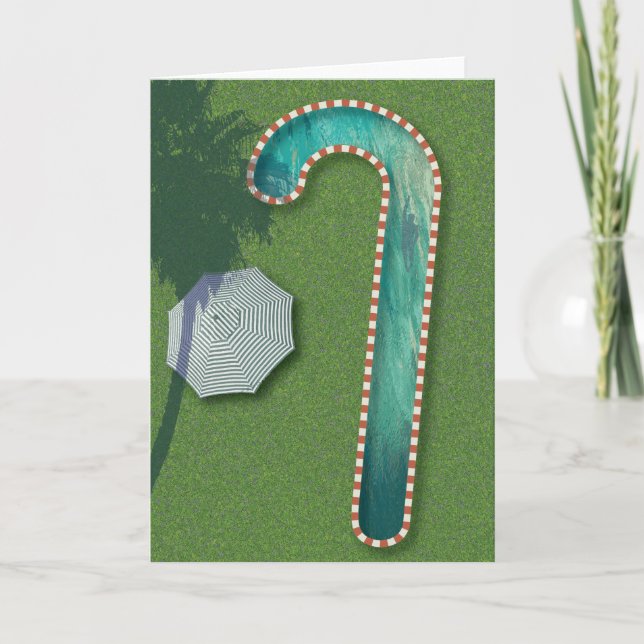 Cartão De Festividades Palm Springs Christmas Candy Can Lap Pool (Frente)