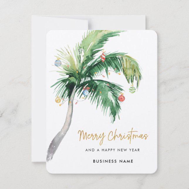 Cartão De Festividades Palm Tree Business Logo Christmas Holiday Card (Frente)