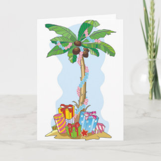 Cartão De Festividades Palm Tree Christmas with gifts