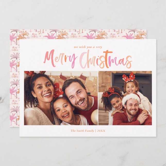 Cartão De Festividades Palm Tree - Foto Tropical de Natal (Frente/Verso)