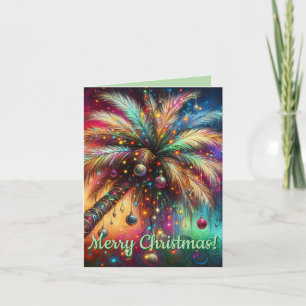 Cartão De Festividades Palmeira de Natal Tropicalcore Praia Costeira