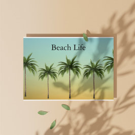 Cartão De Festividades Palmeiras de Natal Tropicais Vida na Praia ao Pôr 