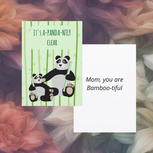 Cartão De Festividades Panda Bambu Dia das Mães (Criador carregado)