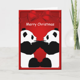 Cartão De Festividades Panda Bear Amigos Feliz Saudação de Natal