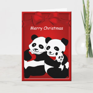 Cartão De Festividades Panda Bear Casal Bebê Feliz Natal Saudação