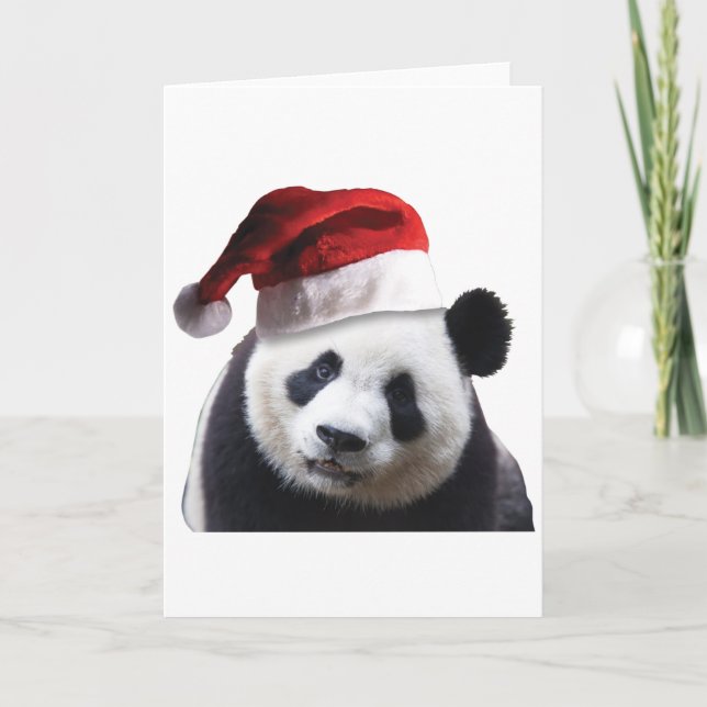 Cartão De Festividades Panda Bear Natal (Frente)