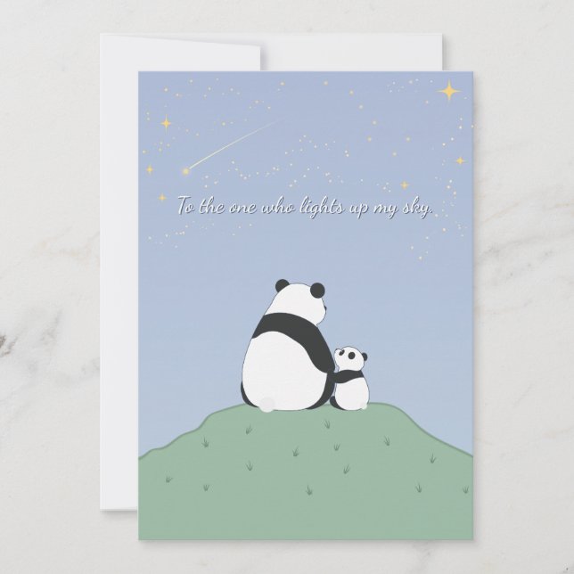 Cartão De Festividades Panda Bonita Sob Estrelas (Frente)