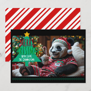 Cartão De Festividades Panda de Natal do fofinho personalizada de pijamas