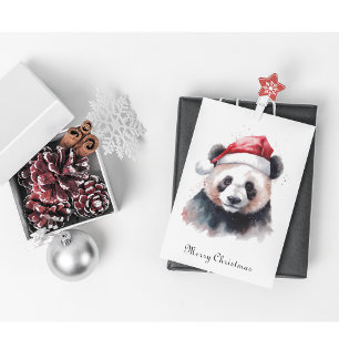 Cartão De Festividades Panda de Natal Holly Jolly, personalizado