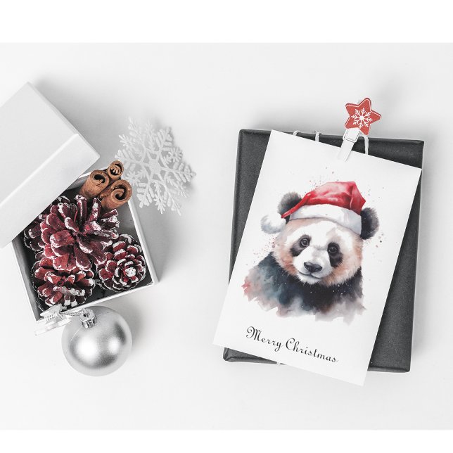 Cartão De Festividades Panda de Natal Holly Jolly, personalizado (Criador carregado)