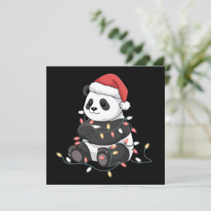 Cartão De Festividades Panda Engraçado Amante de Luzes de Natal Animal