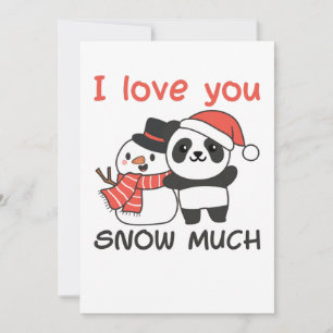 Cartão De Festividades Panda Eu Amo Você Muito Neve Boneco de Neve Pun