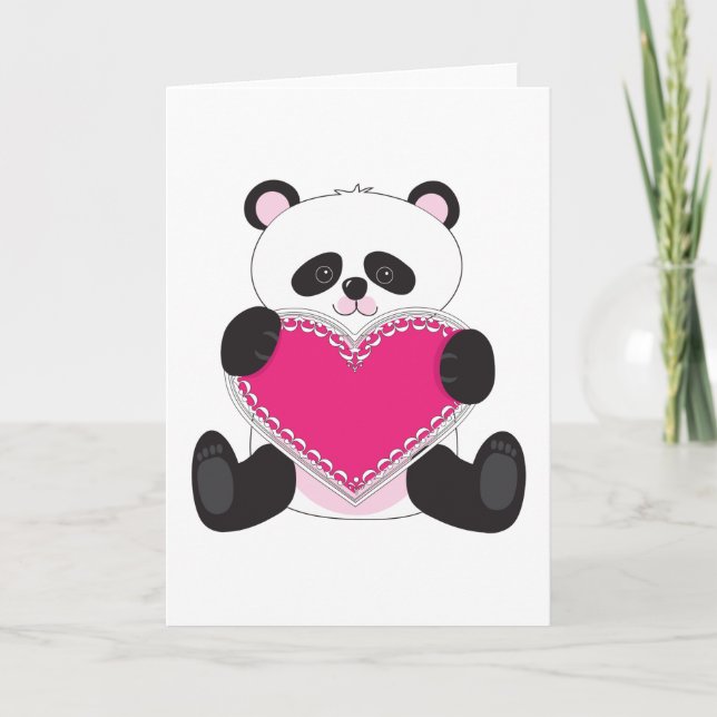 Cartão De Festividades Panda Heart (Frente)