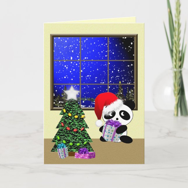 Cartão De Festividades Panda Natal (Frente)