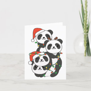Cartão De Festividades Panda Natal Árvore Animais de Natal Pandas Holi