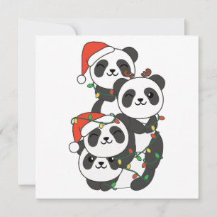 Cartão De Festividades Panda Natal Árvore Animais de Natal Pandas Holi