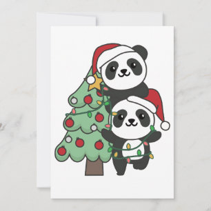 Cartão De Festividades Panda Natal Árvore de Natal Pandas