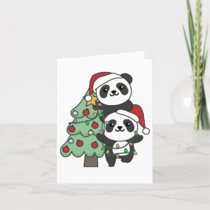 Cartão De Festividades Panda Natal Árvore de Natal Pandas