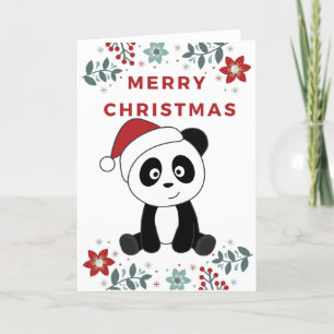 Cartão De Festividades Panda Natal Neve Animais de inverno Pandas