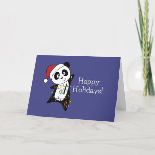 Cartão De Festividades Panda Natal Neve Animais de Inverno Pandas Feriado
