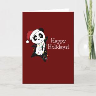 Cartão De Festividades Panda Natal Neve Animais de Inverno Pandas Feriado