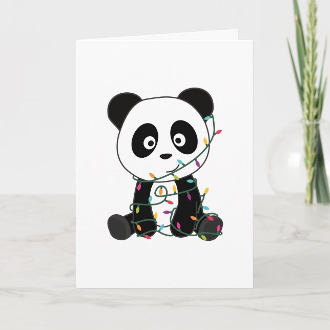 Cartão De Festividades Panda Natal Neve Inverno Animais Pandas Adultos C (Frente)