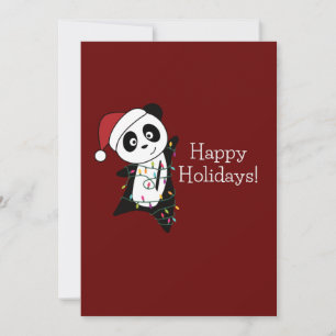 Cartão De Festividades Panda Natal Neve Inverno Animais Pandas Feriado