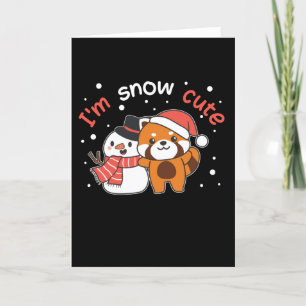 Cartão De Festividades Panda Vermelho Eu Sou Fofa Neve Boneco de Neve Tro
