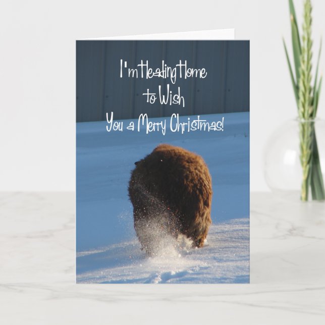 Cartão De Festividades Pandi indo para casa para te desejar um feliz Nata (Frente)