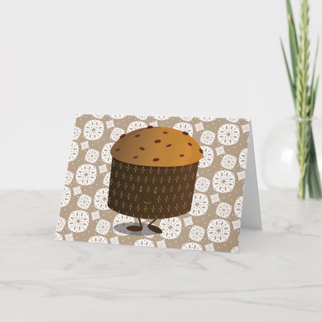 Cartão De Festividades Panettone sorridente (Frente)