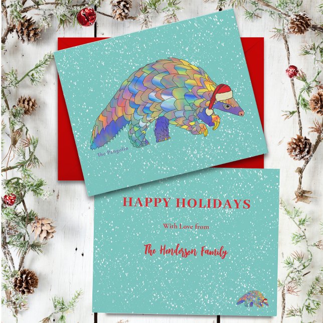Cartão De Festividades Pangolin Natal Personalizado (Pangolin christmas custom holiday greetings card)