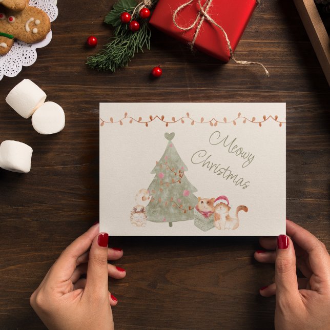 Cartão De Festividades Pão de Gato de Natal Meowy Personalizado (Criador carregado)