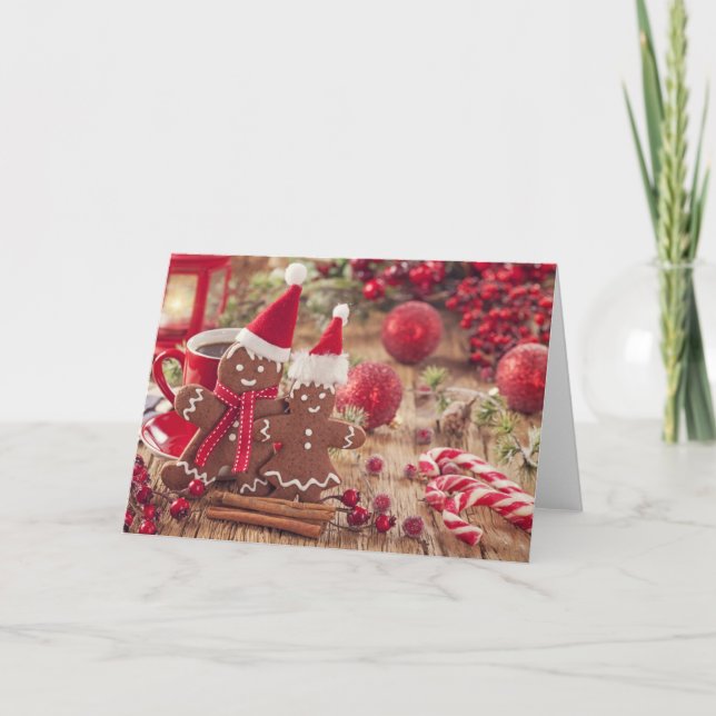 Cartão De Festividades Pão De Gengibre De Natal E Bebida Quente (Frente)