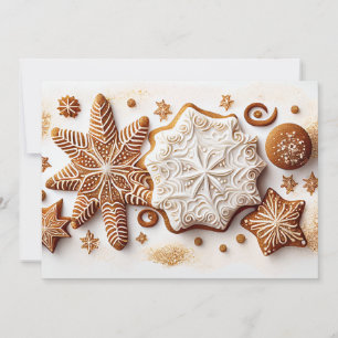 Cartão De Festividades Pão de Mel Festivo com Flocos de Neve de Canela