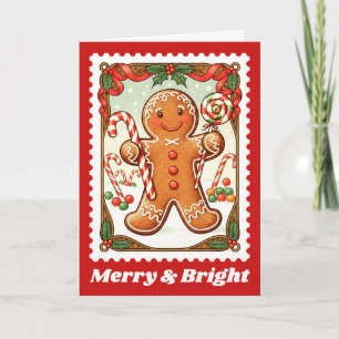 Cartão De Festividades Pão de Natal feliz e Brilho Pão de Natal