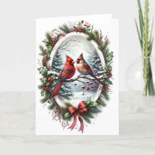 Cartão De Festividades Papa-Figoscristãos de Natal Arco Vermelho Azevinho