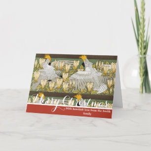 Cartão De Festividades Papagaio Cacatua Verde Salvia Vintage Arte Magnóli
