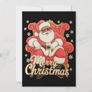 Cartão De Festividades Papai Noel Afro-Americano Feliz Natal Xmas
