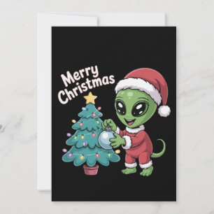 Cartão De Festividades Papai Noel Alien Fofo Natal Divertido Férias