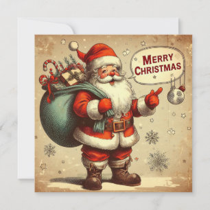 Cartão De Festividades Papai Noel Antigo