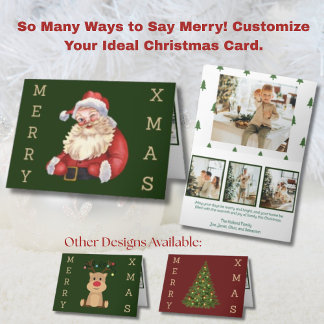 Cartão De Festividades Papai Noel Antigo 4 Fotos