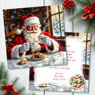 Cartão De Festividades Papai Noel antigo comendo biscoitos   Doce Persona