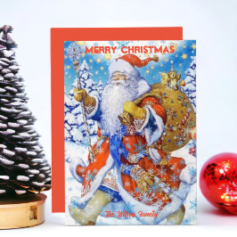 Cartão De Festividades Papai Noel Antigo Personalizado Natal Feriado