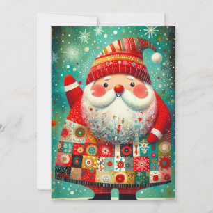 Cartão De Festividades Papai Noel Arte Popular